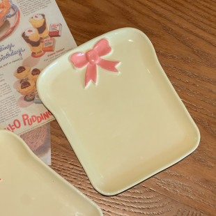 Pink Bowknot Ceramic Bread Plate – 7 inch