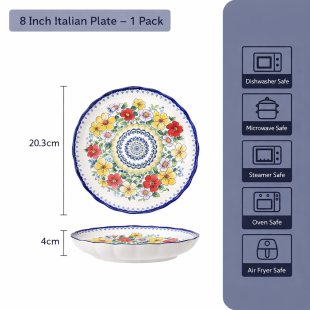 Dutch Floral Ceramic Plate – 8 inch
