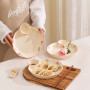 Flower Print Dumpling Plate - 9.5-inch