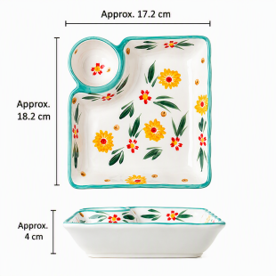 Japanese-Style Hand-painted Ceramic Dumpling Plate - Flower rhyme