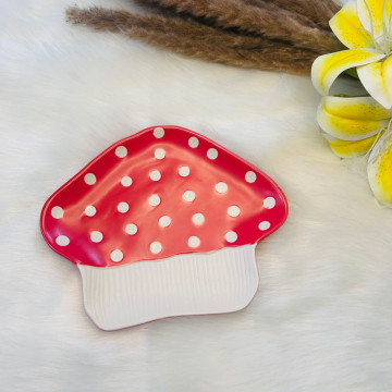 Red Mushroom Plate - 8 Inch