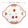 Strawberry Print Dual-Handle Ceramic Plate – 8 inch