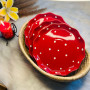 Wave Shaped Ceramic Deep Plate - Red with White Dot